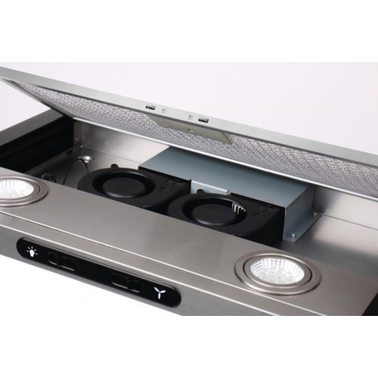 Hotte aspirante 12V inox Carbest - extraction pour camping-car et caravane - ouverte avec élément aspirant