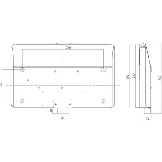 Hotte aspirante 12V inox Carbest - extraction pour camping-car et caravane - schéma dimensions