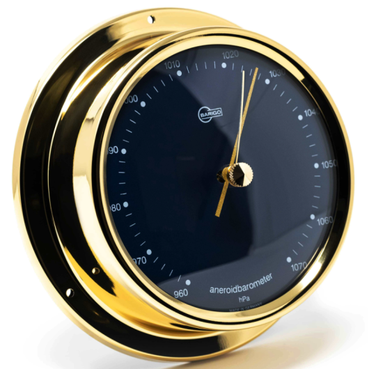 Gamme Regatta Barigo avec cadran bleu en laiton poli | Horloge, baromètre et hygromètre | Baromètre