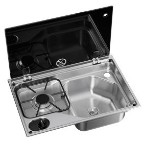 Combiné évier gaz 1 feu - CVC1525G RH - DOMETIC Combiné évier + 1 feux gaz Dometic CVC1525G - Accessoire cuisine mobile pour van, fourgon, camping-car