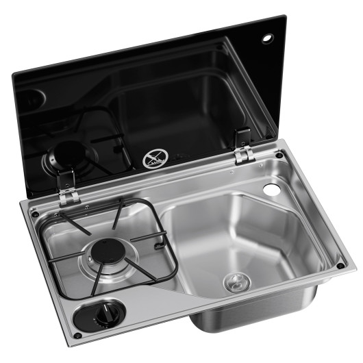 Combiné évier + 1 feux gaz Dometic CVC1525G - Accessoire cuisine mobile pour van, fourgon, camping-car