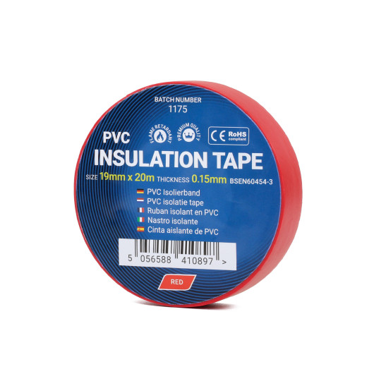 Ruban isolant rouge C Tie 19 mm x 20 m | Adhésif diélectrique pour isolation des circuits 12/24 V