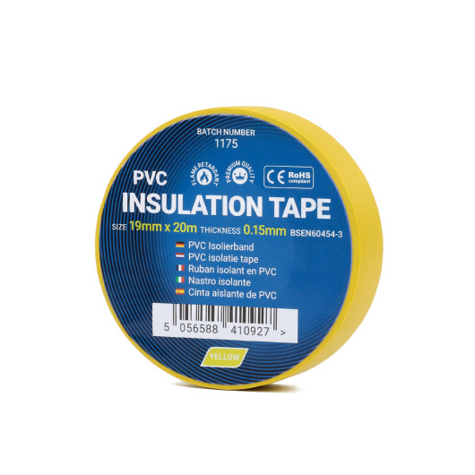 Ruban isolant jaune C Tie 19 mm x 20 m | Adhésif diélectrique pour isolation des circuits 12/24 V