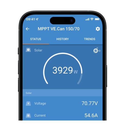 SmartShunt IP65 300A VICTRON Energy - Contrôleur de batterie Bluetooth pour van, camping-car et bateau - vue smartphone
