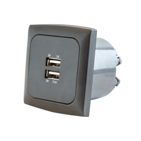 Double prise USB-A Opal C-Line HABA | avec cadre de finition couleur anthracite