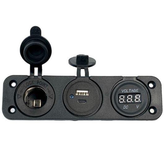 TREM Voltmètre + allume-cigare + double USB Type A+C