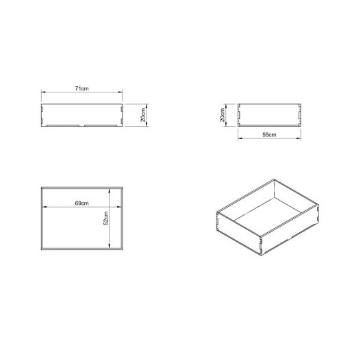 Tiroir de rangement arrière pour lit peigne 130 cm Simple Vans | Ameublement van aménagé