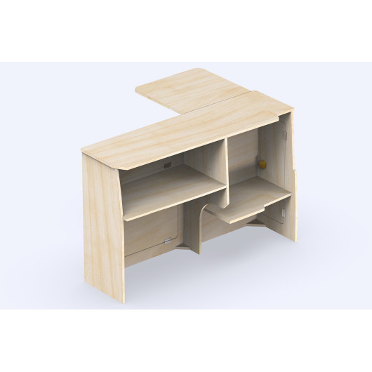Meuble bois latéral avec table A2V2 Jumpy / Expert 3 L1 (M) SIMPLE VANS - vue arrière