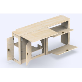 Meuble bois latéral grande table A3V2 VW Transporter T5 T6 T6.1 L2 Simple Vans - aménagement intérieur