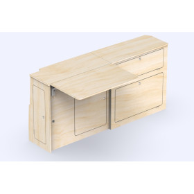 Meuble bois latéral grande table A3V2 VW Transporter T5 T6 T6.1 L2 Simple Vans - aménagement intérieur