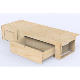 Tiroir latéral de rangement pour lit peigne B130 de Simple Vans | Aménagement en bois pour van et fourgon
