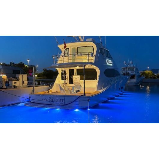 Éclairage sous-marin Bluefin Piranha P4 en action couleur bleu | Éclairage sous-marin d'ambiance