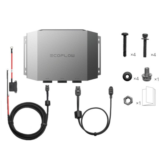 Contenu de livraison du chargeur DC-DC Ecoflow Charger Alternator Plus 1000.