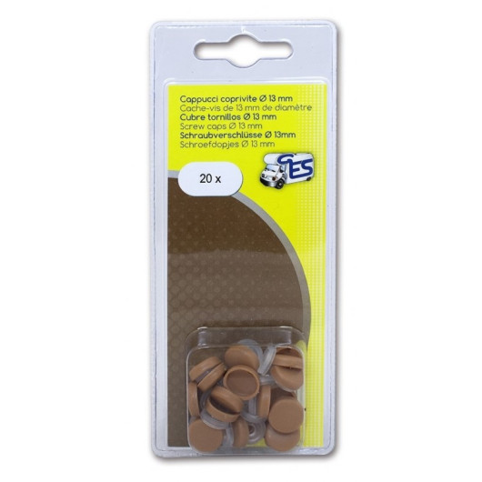 Cache-vis Ø 13 mm GES - Lot de 20 cache-vis pour aménagement van, camping-car et bateau - blister