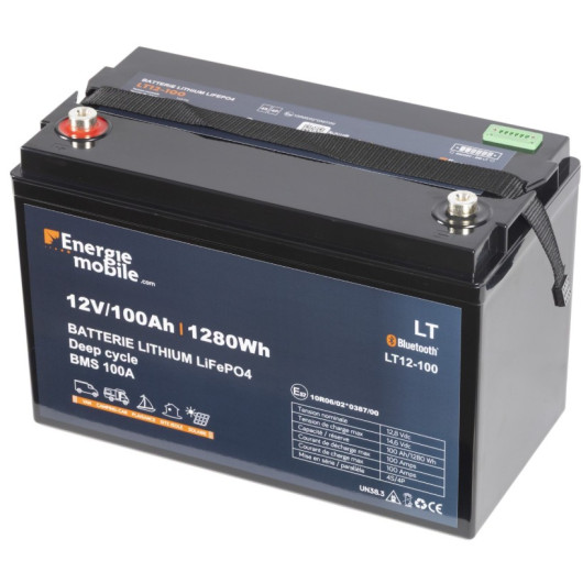 Batterie Lithium 12V 100Ah - ENERGIE MOBILE LT 12-100 PHOENIX vu côté droit