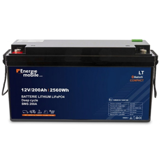 Batterie Lithium LT 12-200 HD PHOENIX ENERGIE MOBILE vu de face.