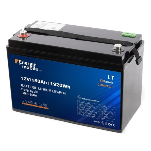 Batterie Lithium 12V 150Ah - ENERGIE MOBILE LT 12-150HD PHOENIX vu côté droit.