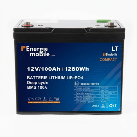 Batterie Lithium 12V 100Ah - ENERGIE MOBILE LT 12-100HD PHOENIX - Vu face.