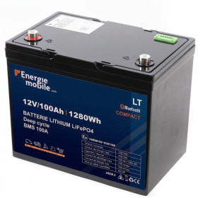 Batterie Lithium 12V 100Ah - ENERGIE MOBILE LT 12-100HD PHOENIX - Vu face.