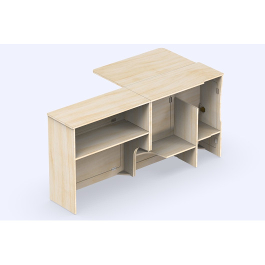 Meuble bois latéral grande table A3V2 Trafic 3 L2 Simple Vans - vue arrière