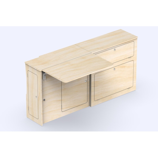 Meuble bois latéral grande table A3V2 Trafic 3 L2 Simple Vans