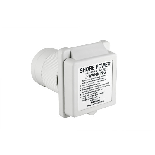 Socle carré Easy Lock MARINCO en polyester pour prise de quai 32 A | Distribution électrique dans le bateau