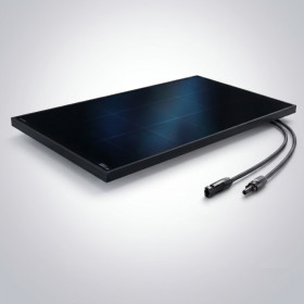 Panneau solaire rigide HPX 130N Full Black ENERGIE MOBILE vu côté et dessus avec connecteur MC4