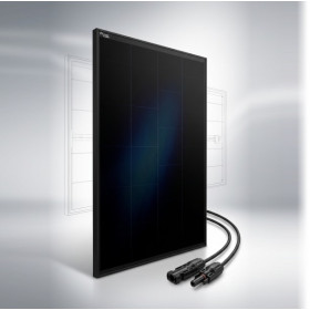 Panneau solaire rigide HPX 175N Full Black ENERGIE MOBILE vu profil gauche et connecteur MC4.