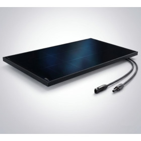 Panneau solaire rigide HPX 175N Full Black ENERGIE MOBILE vu profil gauche et connecteur MC4.