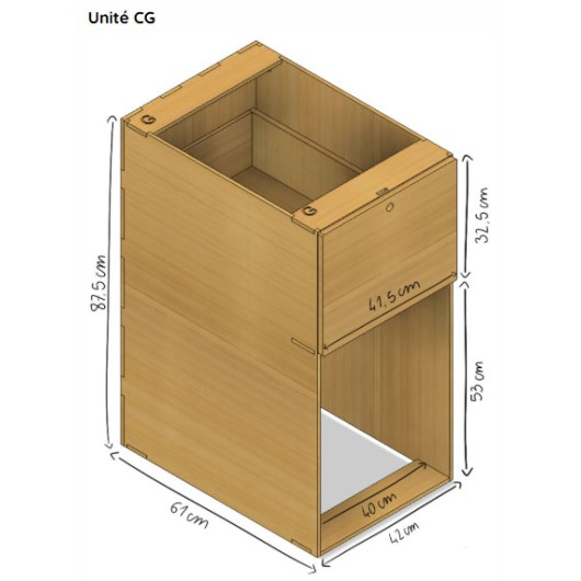 Kit cuisine Side Kitchen SIMPLE VANS - dimensions unité CG