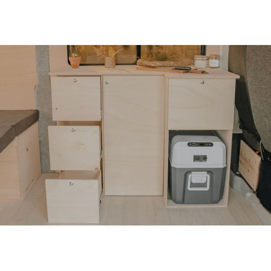 Kit cuisine Side Kitchen SIMPLE VANS - photo d'ambiance vue de face portes CT ouvertes