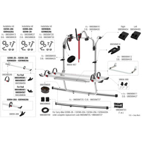 Vue éclatée pièces détachées FIAMMA Carry-Bike Alu et Deep Black, véhicule sur base PSA - Stellantis.