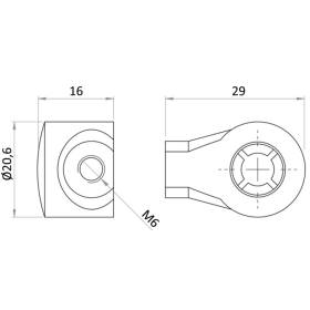 Tête de rechange en plastique Osculati pour ressort gaz BSP M6 | Vérin & compas