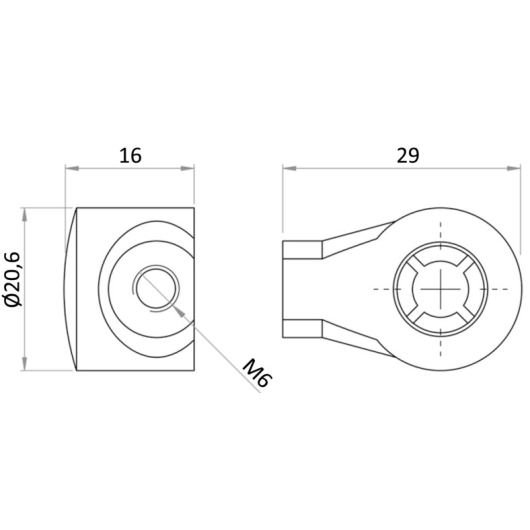 Tête de rechange en plastique Osculati pour ressort gaz BSP M6 | Vérin & compas