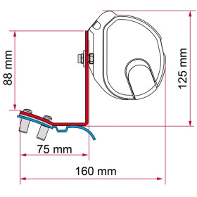 Schéma adaptateur de toit pour store F35 Pro sur Mercedes Vito 1