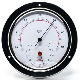 Thermo hygromètre Barigo Sky en inox poli avec cadran blanc | Baromètre, thermomètre & hygromètre