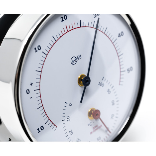 Thermo hygromètre Barigo Sky en inox poli avec cadran blanc | Baromètre, thermomètre & hygromètre | Aiguille