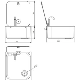 CAN Evier avec couvercle LR1760  pour l'eau dans fourgon aménagé.
