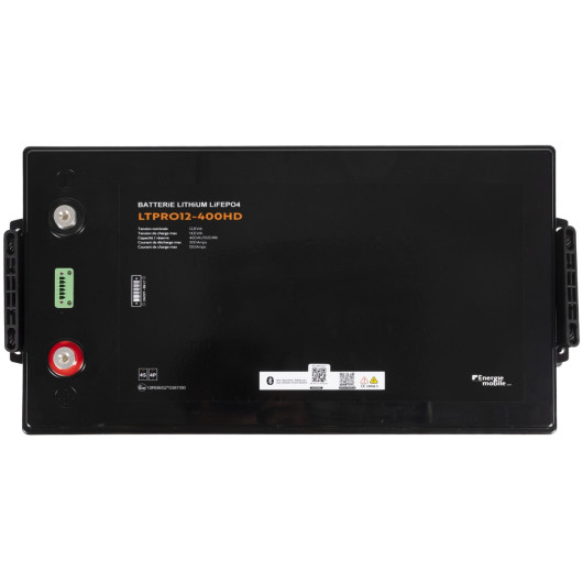 dessus - Batterie lithium LiFePO4 Energie Mobile LTPRO HD 12V 400Ah 5120Wh