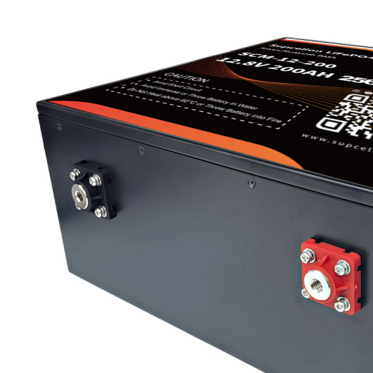 Batterie lithium basse temperature SCM-12-200-H SUPCELION | 200 Ah 2560 Wh détail plots de connexion