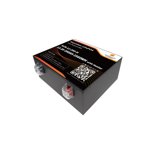 Batterie lithium basse temperature SCM-12-200-H SUPCELION | 200 Ah 2560 Wh couché iso droite