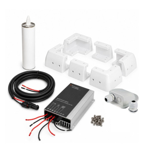 Kit installation panneau rigide ≤ 360W avec régulateur MPPT - ENERGIE MOBILE cornières blanches