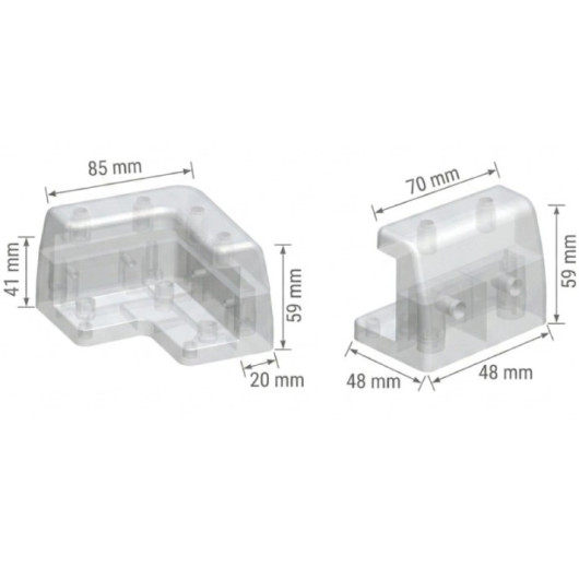 Vue 3D est dimensions des cornières pour panneaux solaire.