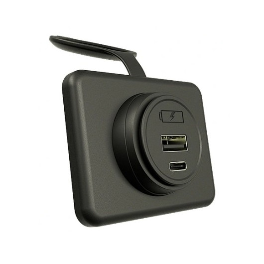 face - Prise USB en saillie étanche IP55 12V-24V - USB-A 18W & USB-C 45W - ÉNERGIE MOBILE