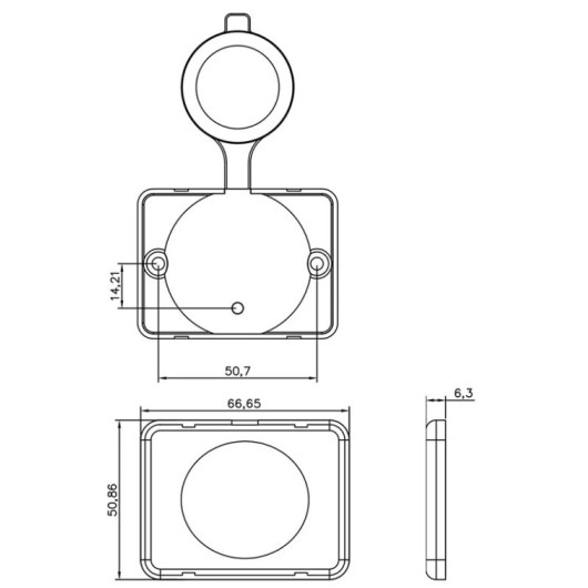 dimensions - Prise USB en saillie étanche IP55 12V-24V - USB-A 18W & USB-C 45W - ÉNERGIE MOBILE