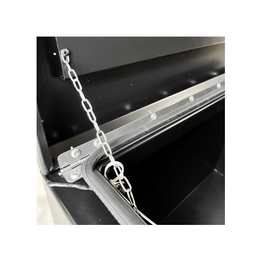 Caisse de rangement en aluminium strié 100 L BigFic | Boîte aluminium pour camping-car, van aménagé | Chainette