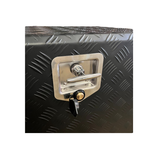 Caisse de rangement en aluminium strié 100 L BigFic | Boîte aluminium pour camping-car, van aménagé | Verrou