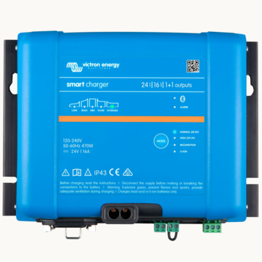 Chargeur Phoenix Smart IP43 24V 16A Victron Energy version 1+1 sorties - dessus