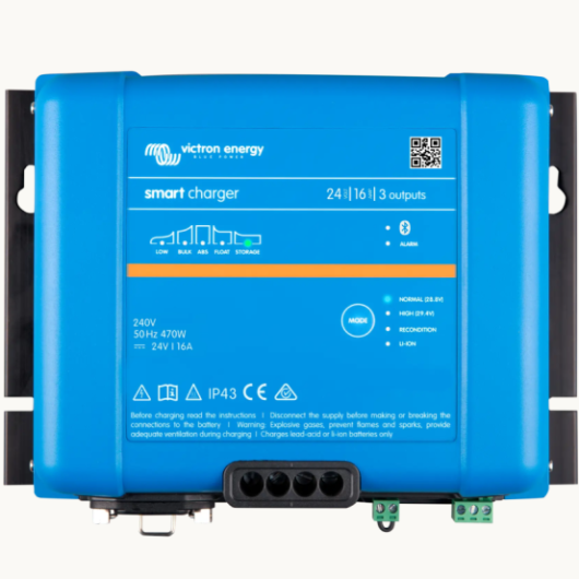 Chargeur Phoenix Smart IP43 24V 16A Victron Energy version 3 sorties - dessus