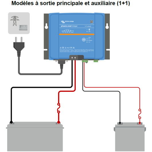 Schéma chargeur Phoenix Smart IP43 Victron Energy version 1+1